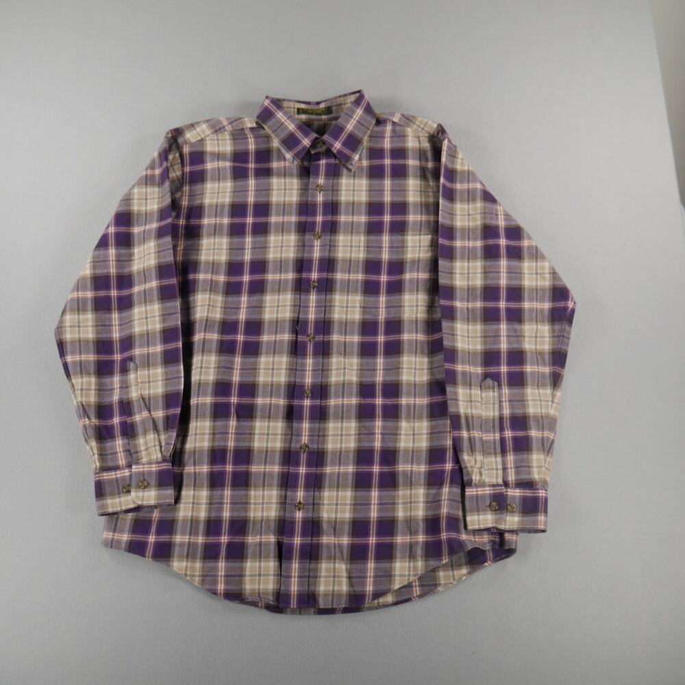 Orvis Signature Collection Mens Large Plaid Cotton Wool Blend Button Down Shirt